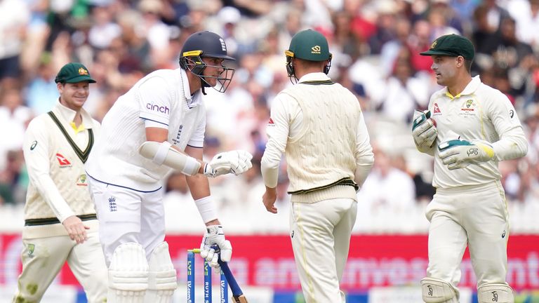 Stuart Broad was theatrical when he came out following Jonny Bairstow's dismissal, making sure that he wouldn't be stumped at the end of each over 