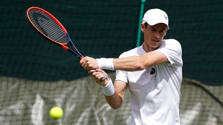 Andy Murray in practice ahead of Wimbledon 2023 (PA Images)