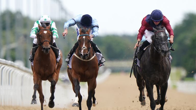 Tiber Flow and Tom Marquand get past Spycatcher to win the Chipchase Stakes