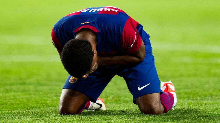 Ansu Fati reacts to Barça's lack of chances against Cadiz
