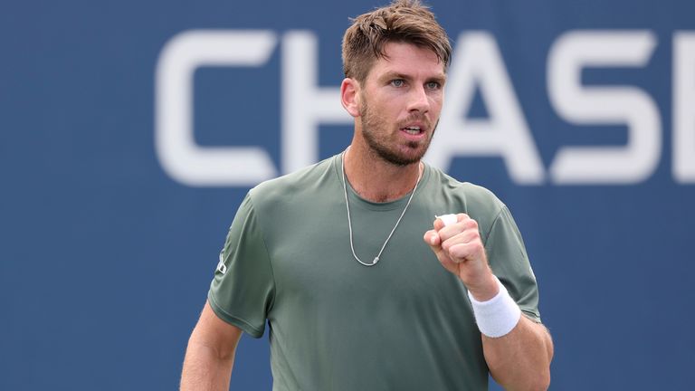 Cameron Norrie reacts during a men's singles match at the 2023 US Open, Tuesday, Aug. 29, 2023 in Flushing, NY. (Simon Bruty/USTA via AP)