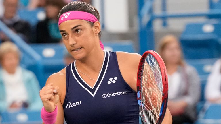 August 15, 2023: Caroline Garcia (FRA) loses to Sloane Stephens (USA), 4-6, 6-4, 6-4 at the Western & Southern Open being played at Lindner Family Tennis Center in Mason, Ohio, {USA} ....Leslie Billman/Tennisclix/Cal Sport Media (Credit Image: .. Leslie Billman/Cal Sport Media) (Cal Sport Media via AP Images)