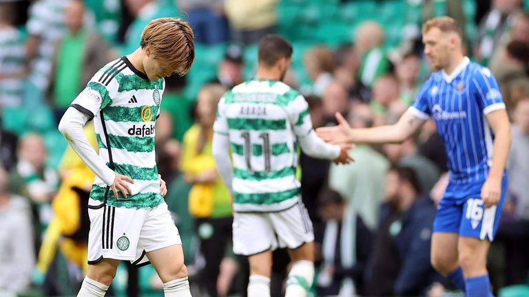 Celtic's Kyogo shows his disappointment after being held to a goalless draw with St Johnstone