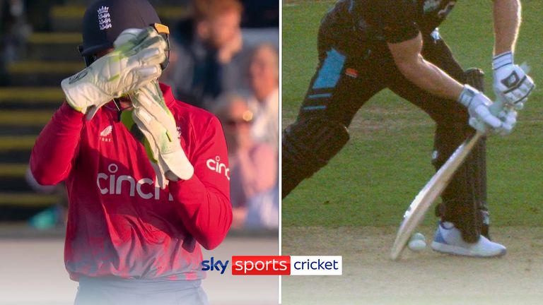 England with a contender for the worst review eve, when Jos Buttler sent an lbw appeal to the third umpire, only for replays to quickly reveal the ball had hit the middle of the bat!