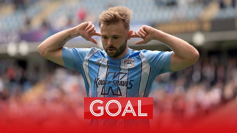 Matt Godden opens the scoring for Coventry against Middlesbrough with a neat flick.