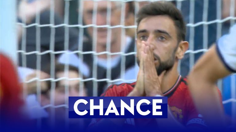 Bruno Fernandes misses a glorious chance to give Manchester United the lead away at Tottenham.