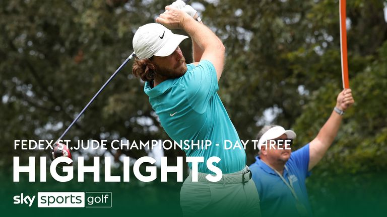 MEMPHIS, TN - AUGUST 12: Tommy Fleetwood hits his tee shot on No. 7 during the third round of the FedEx St. Jude Championship, August 12, 2023 at TPC Southward in Memphis, Tennessee. (Photo by Matthew Maxey/Icon Sportswire) (Icon Sportswire via AP Images)