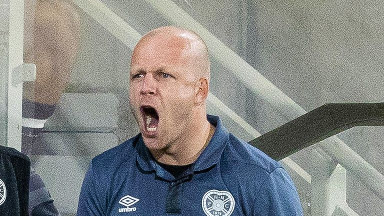 EDINBURGH, SCOTLAND - AUGUST 24: Hearts Technical Director Steven Naismith looks dejected during a UEFA Conference League Play-Off Round match between Hearts and PAOK at Tynecastle Stadium, on August 24, 2023, in Edinburgh, Scotland. (Photo by Mark Scates / SNS Group)