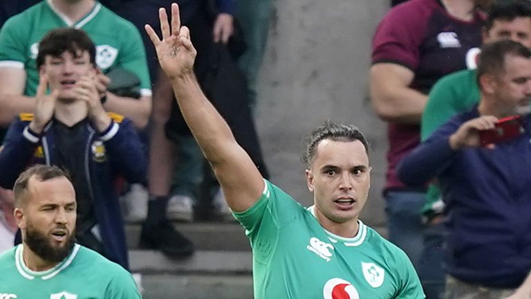 James Lowe got over for Ireland's third try, shortly after Vunipola's red card