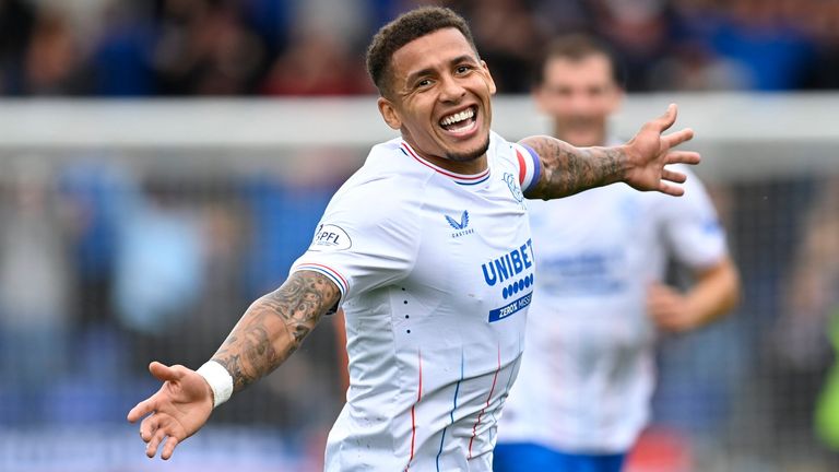 Rangers' James Tavernier celebrates making it 2-0