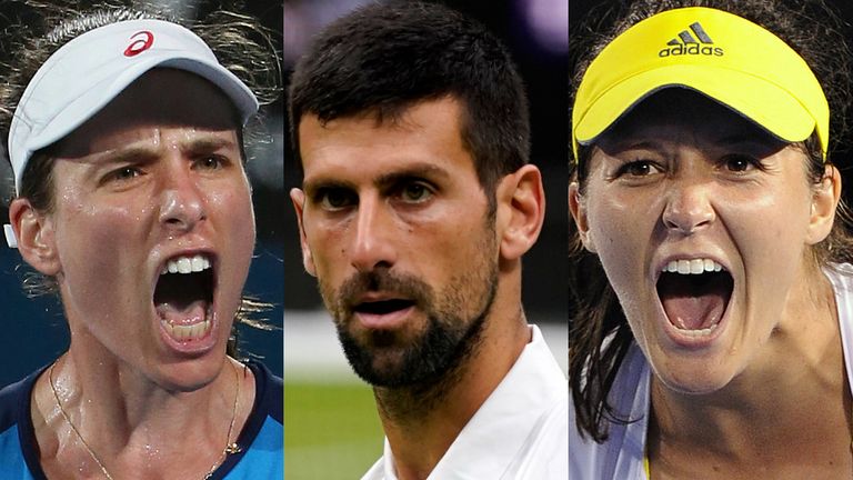 Johanna Konta, Novak Djokovic and Laura Robson