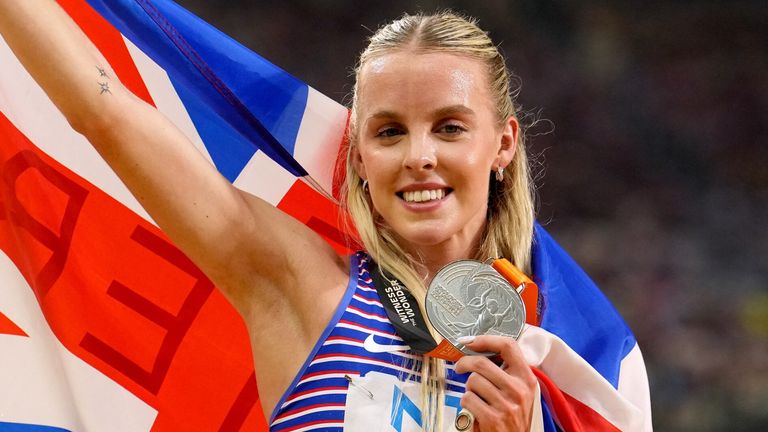 Keely Hodgkinson celebrates silver in the women's 800m