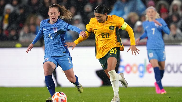 England's Keira Walsh (left) and Australia's Sam Kerr (right)