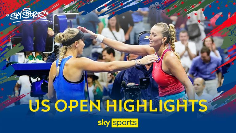 Highlights of Caroline Wozniacki&#39;s second-round match against Petra Kvitova at the US Open.