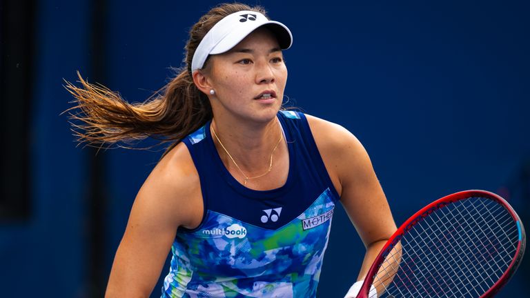 Yuriko Lily Miyazaki of Great Britain in action against Margarita Betova in the first round on Day 1 of the US Open at USTA Billie Jean King National Tennis Center on August 28, 2023 in New York City. (Photo by Robert Prange/Getty Images)
