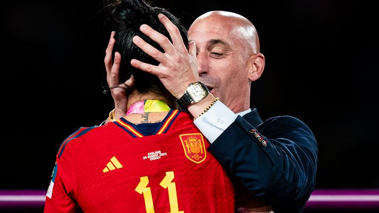 Luis Rubiales faced widespread criticism for kissing Gini Hermoso after Spain's win over England in the Women's World Cup on Sunday.