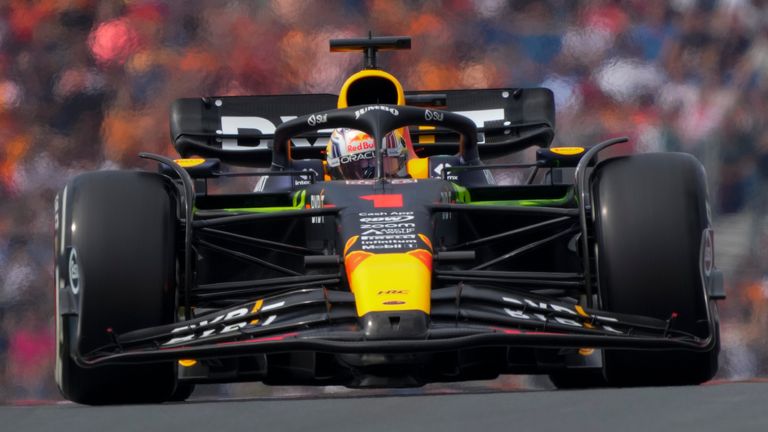 Dutch Formula One driver Max Verstappen of Red Bull Racing steers his car during the first practice session ahead of Sunday's Formula One Dutch Grand Prix auto race, at the Zandvoort racetrack, in Zandvoort, Netherlands, Friday, Aug. 25, 2023. (AP Photo/Peter Dejong)