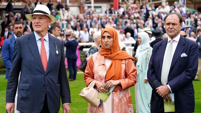 Connections of Mostahdaf (left to right) John Gosden, Sheikha Hissa and Angus Gold