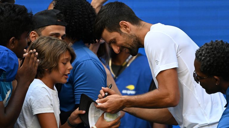 Novak Djokovic Where: Flushing Meadows, New York, United States When: 23 Aug 2023 Credit: Robert Bell/INSTARimages (Cover Images via AP Images)