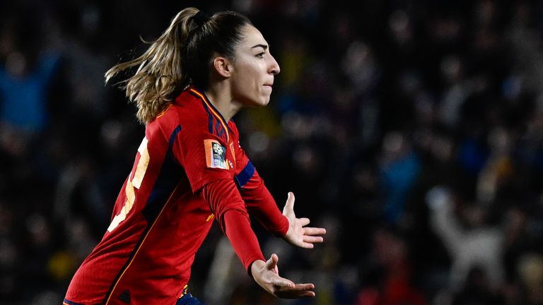 Spain's Olga Carmona reacts after scoring their winning goal