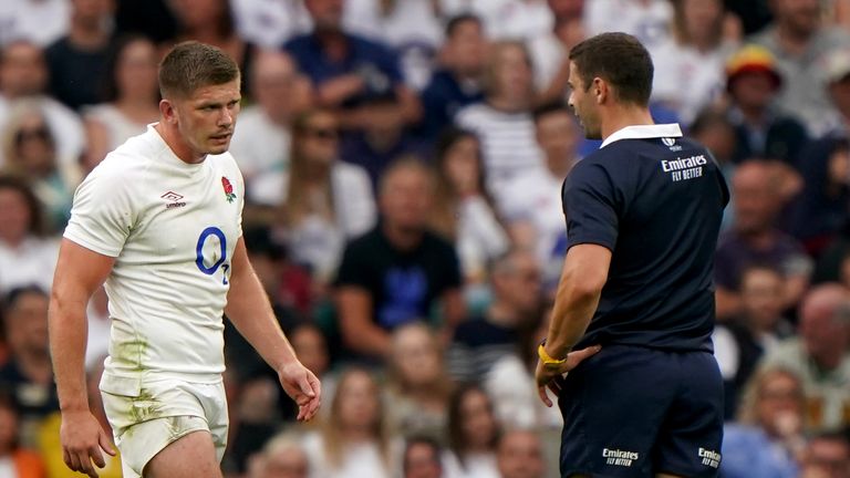 England skipper Farrell was sent from the field of play for a high tackle