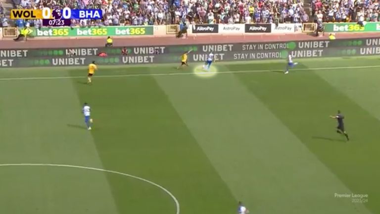 Pascal Gross prevented Wolves from taking a quick throw-in