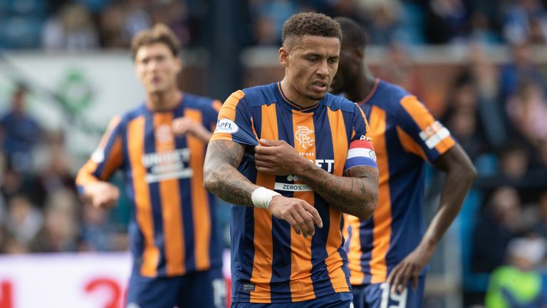 KILMARNOCK, SCOTLAND - AUGUST 05: Rangers Captain James Tavernier during a cinch Premiership match between Kilmarnock and Rangers at Rugby Park, on August 05, 2023, in Kilmarnock, Scotland. (Photo by Alan Harvey / SNS Group)