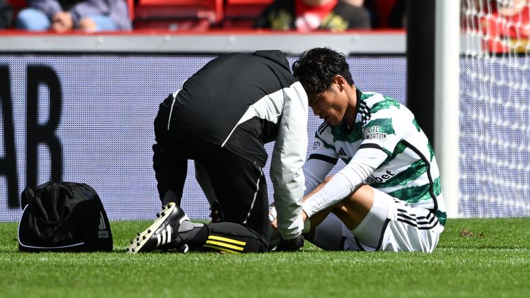 Reo Hatate was forced off during Celtic's win over Aberdeen 