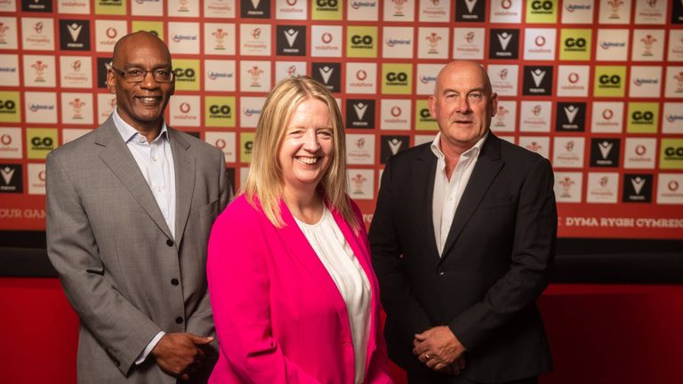 (From left to right) Nigel Walker, Abi Tierney and Richard Collier-Keywood at the Principality Stadium

