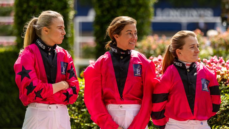 Saffie Osborne, Hayley Turner and Hollie Doyle celebrated Shergar Cup success at Ascot