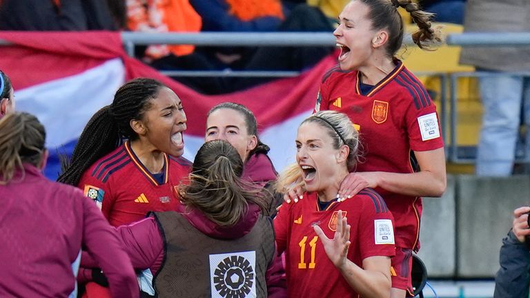 Spain's Salma Paralluelo celebrates scoring the winner