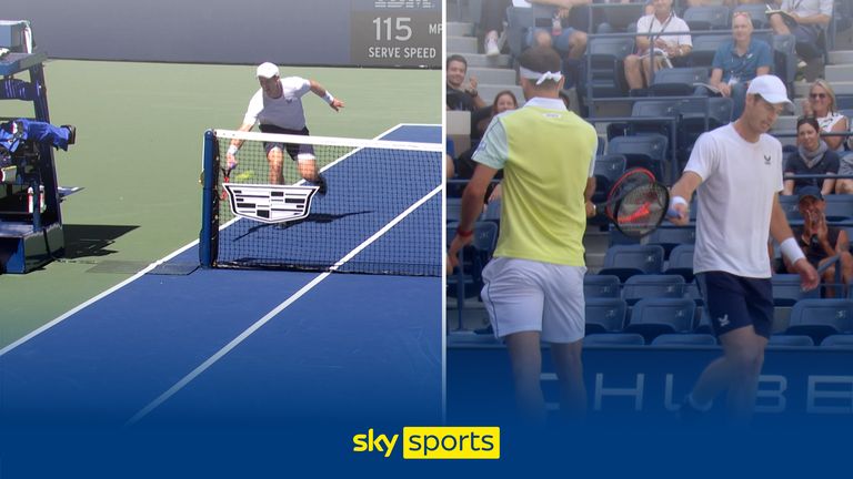 ANDY MURRAY PLAYS BRILLIANT SHOT AFTER IT HITS THE NET THUMB 