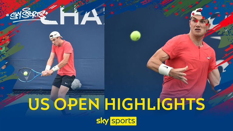 Highlights of Jack Draper&#39;s first-round match against Radu Albot at the US Open.