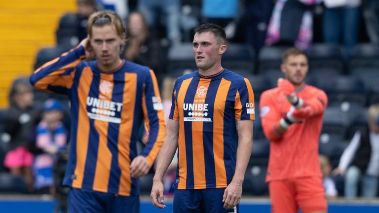 KILMARNOCK, SCOTLAND - AUGUST 05: Rangers Defender John Souttar after going 1-0 behind during a cinch Premiership match between Kilmarnock and Rangers at Rugby Park, on August 05, 2023, in Kilmarnock, Scotland. (Photo by Craig Foy / SNS Group)