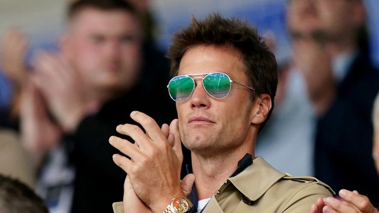 Birmingham City co-owner Tom Brady (centre), CEO Garry Cook (left) and director Matt Alvarez (right) in the stands before the Sky Bet Championship match at St. Andrew's, Birmingham. Picture date: Saturday August 12, 2023.