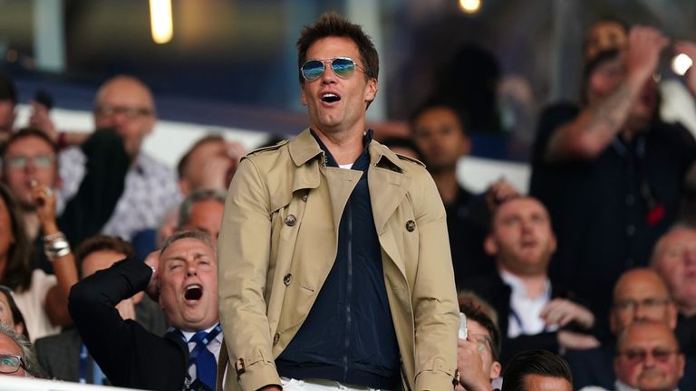 Birmingham City co-owner Tom Brady in the stands during the Sky Bet Championship match at St. Andrew's, Birmingham. Picture date: Saturday August 12, 2023.