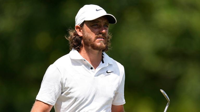 Tommy Fleetwood walks on the first hole during the final round of the St. Jude Championship golf tournament Sunday, Aug. 13, 2023, in Memphis, Tenn. (AP Photo/George Walker IV)