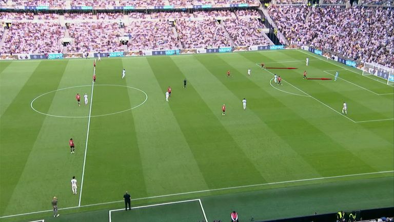 The graphic shows how Man Utd's high press caged Spurs' attempt at using inverted full-backs