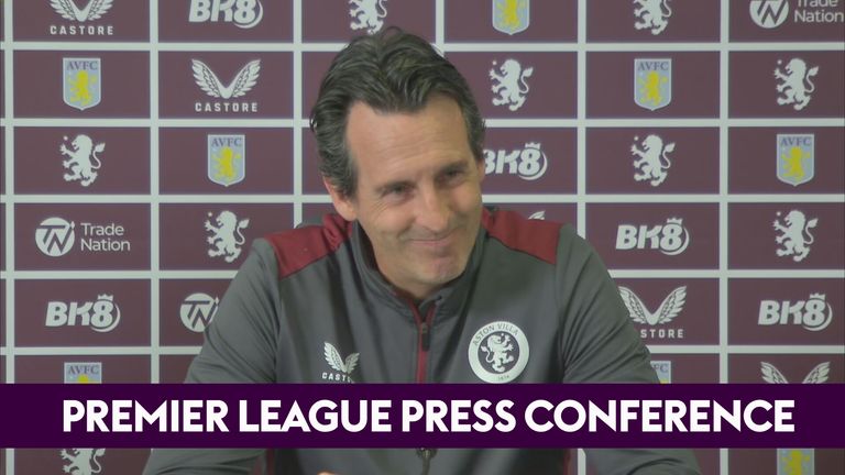 Unai Emery speaks to the media before Aston Villa v Burnley