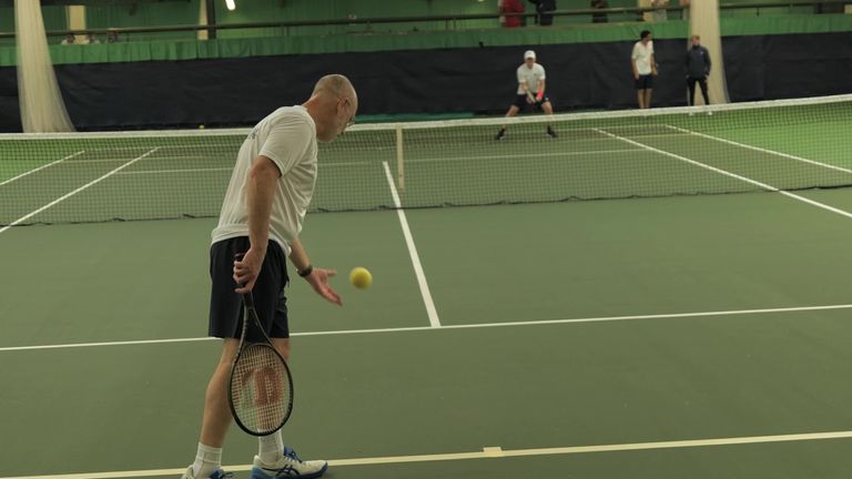 Visually impaired tennis is played on courts that are three quarters of the length of a conventional tennis court