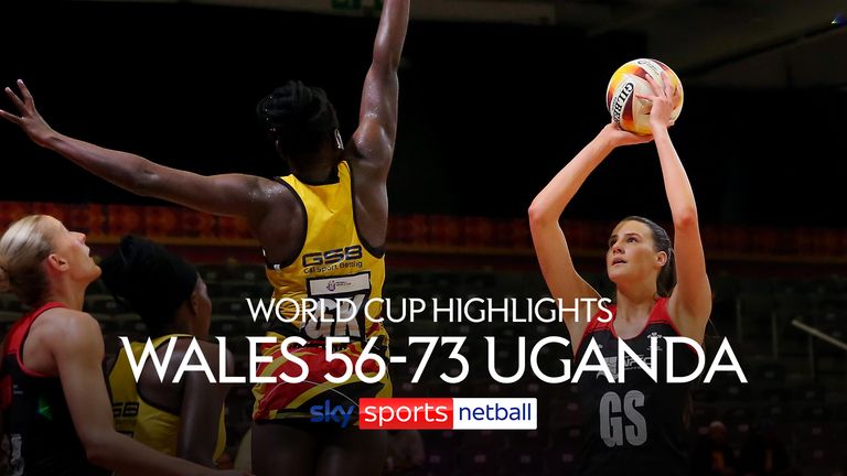 CAPE TOWN, SOUTH AFRICA - AUGUST 02: Stella Nanfuka of Uganda and Georgia Rowe of Wales during the Netball World Cup 2023, Pool G match between Wales and Uganda at Cape Town International Convention Centre, Court 1 on August 02, 2023 in Cape Town, South Africa.