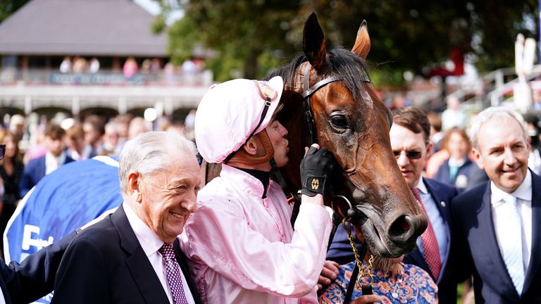 James Doyle plants a kiss on Warm Heart after victory at York