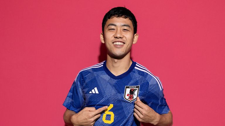 Japan midfielder Wataru Endo poses ahead of the 2022 World Cup in Qatar
