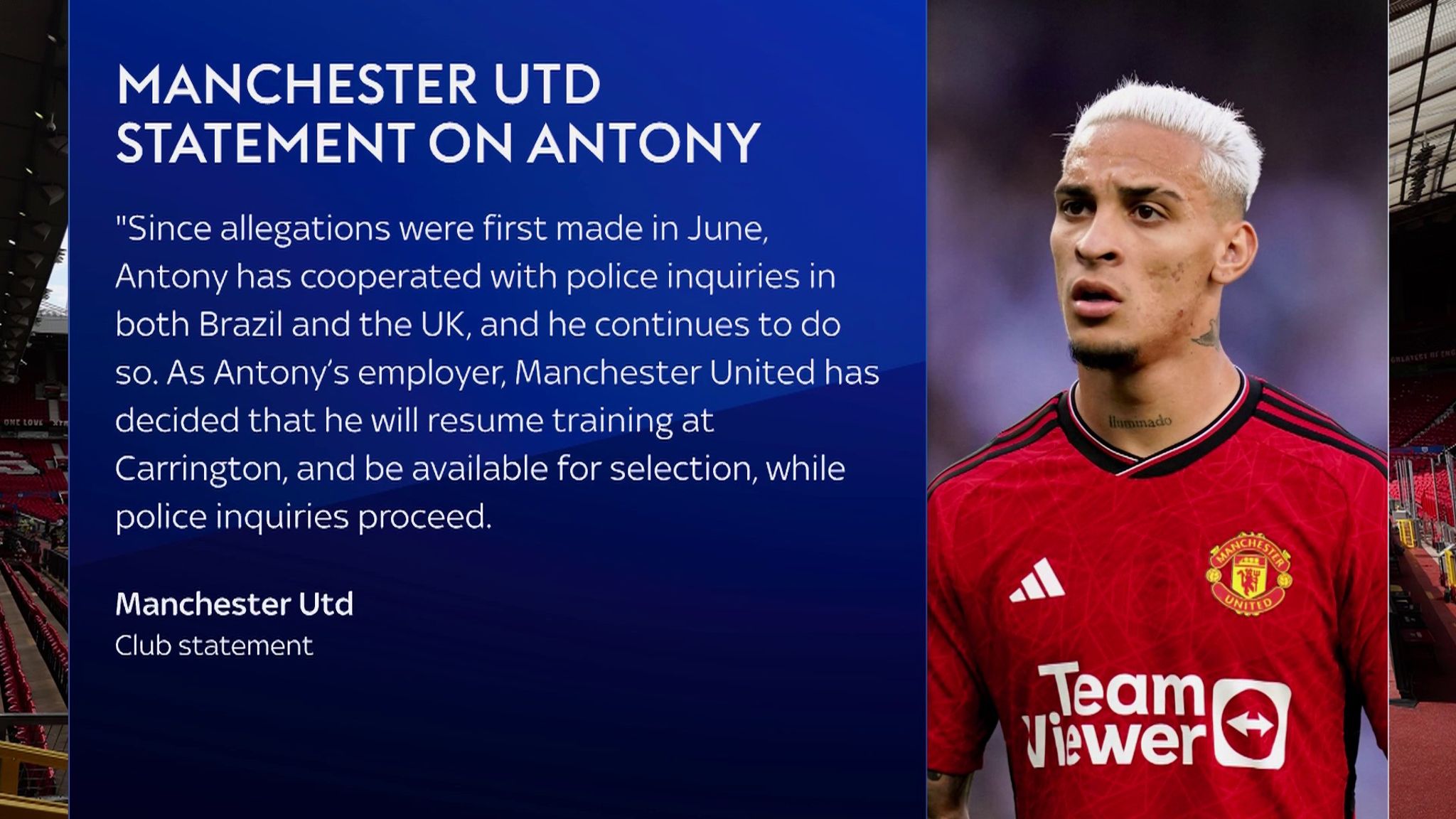 Man Utd Forward Antony Available For Selection As Police Enquiries ...