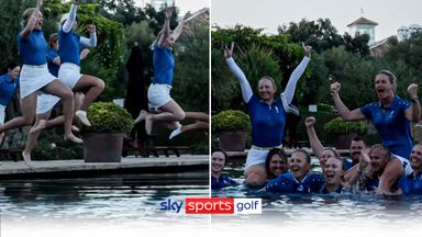 Making a splash! Team Europe celebrate Solheim Cup with pool party