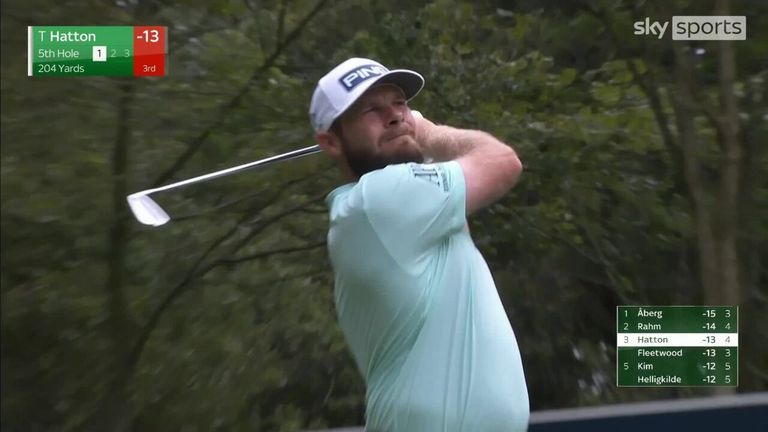 Tyrrell Hatton came agonisingly close to an incredible ace, only to be denied by the pin on the fifth hole 