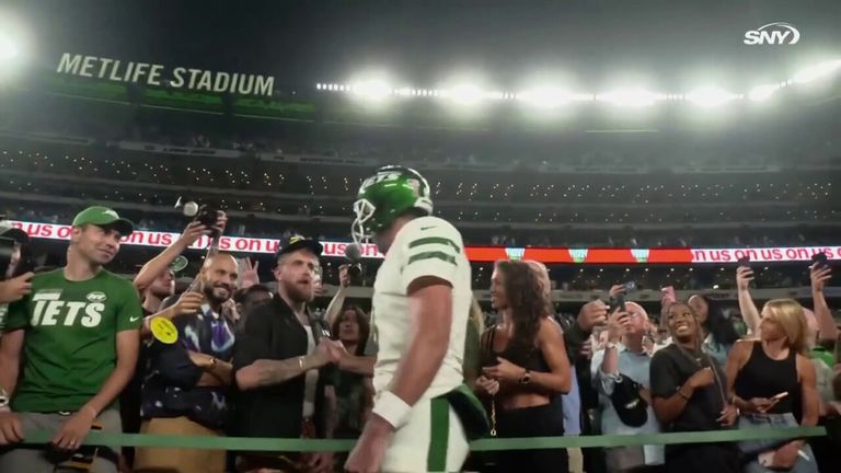 Star quarterback Aaron Rodgers was greeted by Jake Paul before he suffered a season-ending injury on his debut for the New York Jets