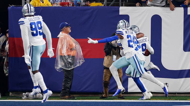 Defensive back Noah Igbinoghene opens the Cowboys 2023 NFL season with a 58-yard touchdown run after blocking a Giants field goal