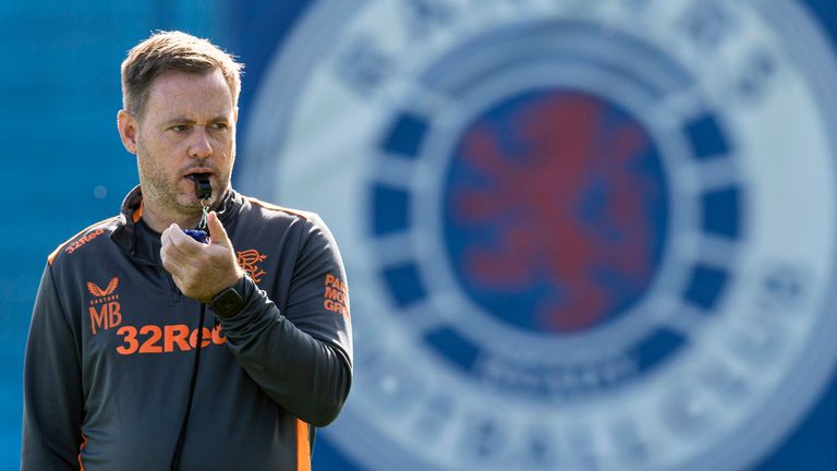 GLASGOW, SCOTLAND - AUGUST 29: Manager Michael Beale during a Rangers training session at Rangers Training Centre, on August 29, 2023, in Glasgow, Scotland. (Photo by Rob Casey / SNS Group)