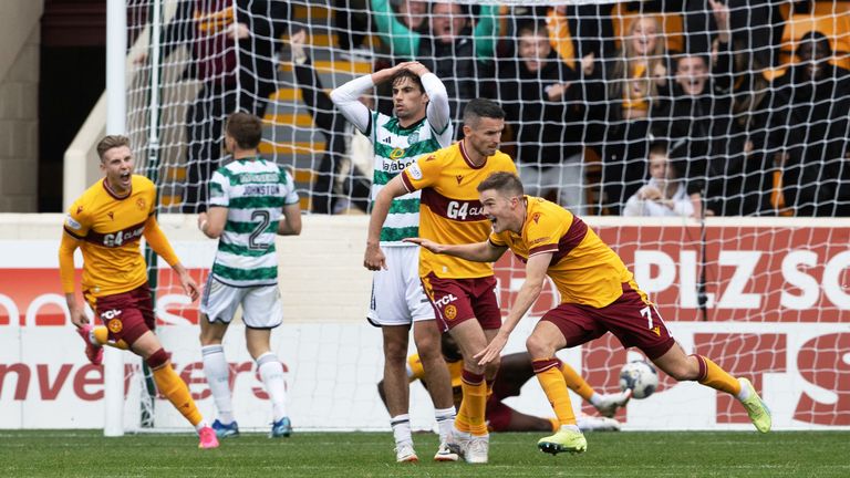 Blair Spittal celebrates his equaliser for Celtic